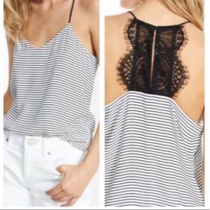 Express White and Black Stripe Tank Top